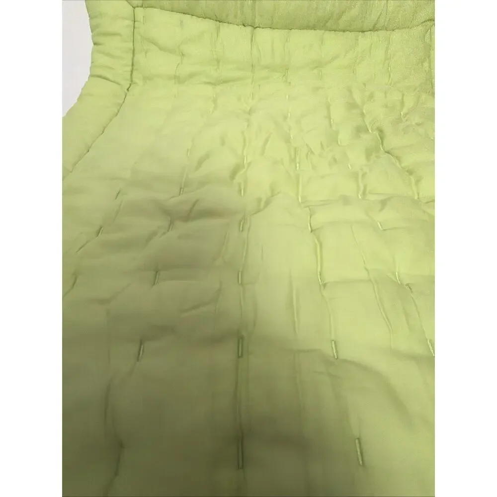 2 Vintage Pottery Barn Quilted Standard Shams Green White Floral Vine